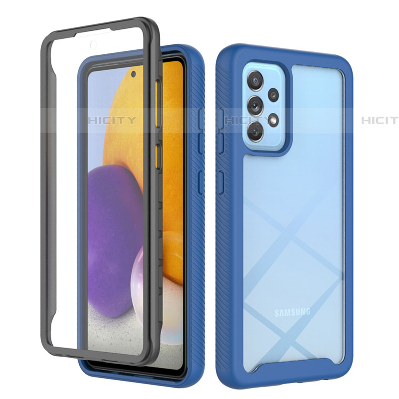 Carcasa Bumper Funda Silicona Transparente 360 Grados ZJ3 para Samsung Galaxy A72 4G Azul