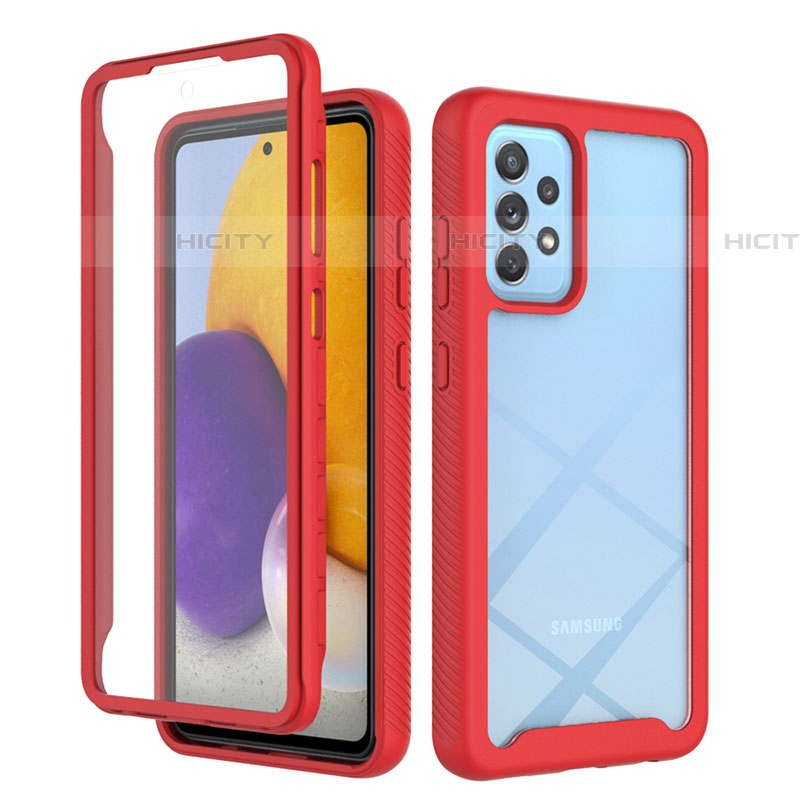 Carcasa Bumper Funda Silicona Transparente 360 Grados ZJ3 para Samsung Galaxy A72 5G Rojo