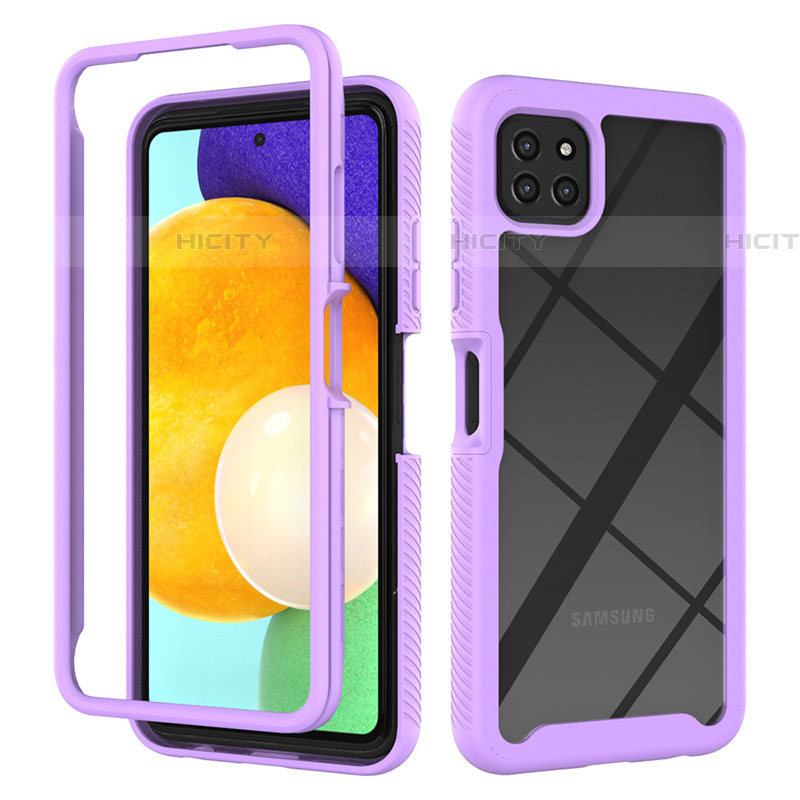 Carcasa Bumper Funda Silicona Transparente 360 Grados ZJ3 para Samsung Galaxy F42 5G Purpura Claro