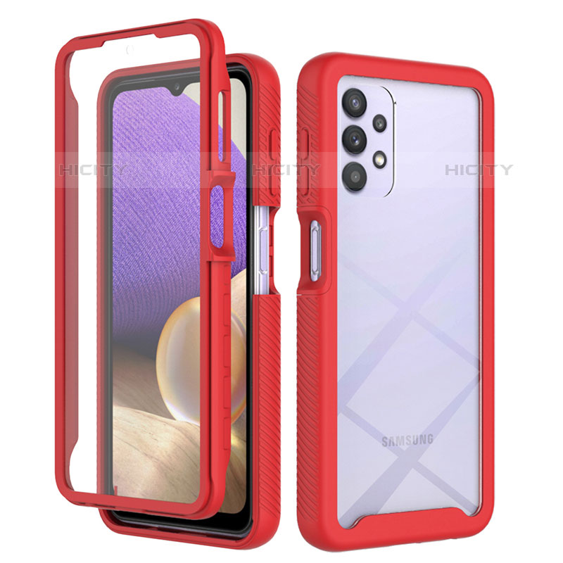 Carcasa Bumper Funda Silicona Transparente 360 Grados ZJ3 para Samsung Galaxy M32 5G Rojo