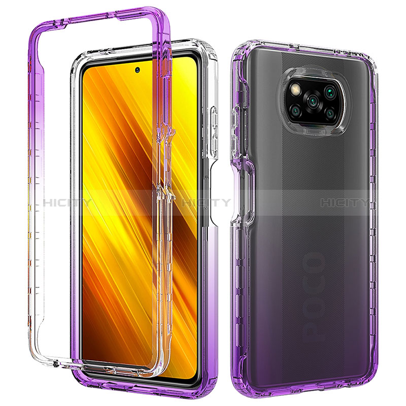 Carcasa Bumper Funda Silicona Transparente 360 Grados ZJ3 para Xiaomi Poco X3 Pro Morado