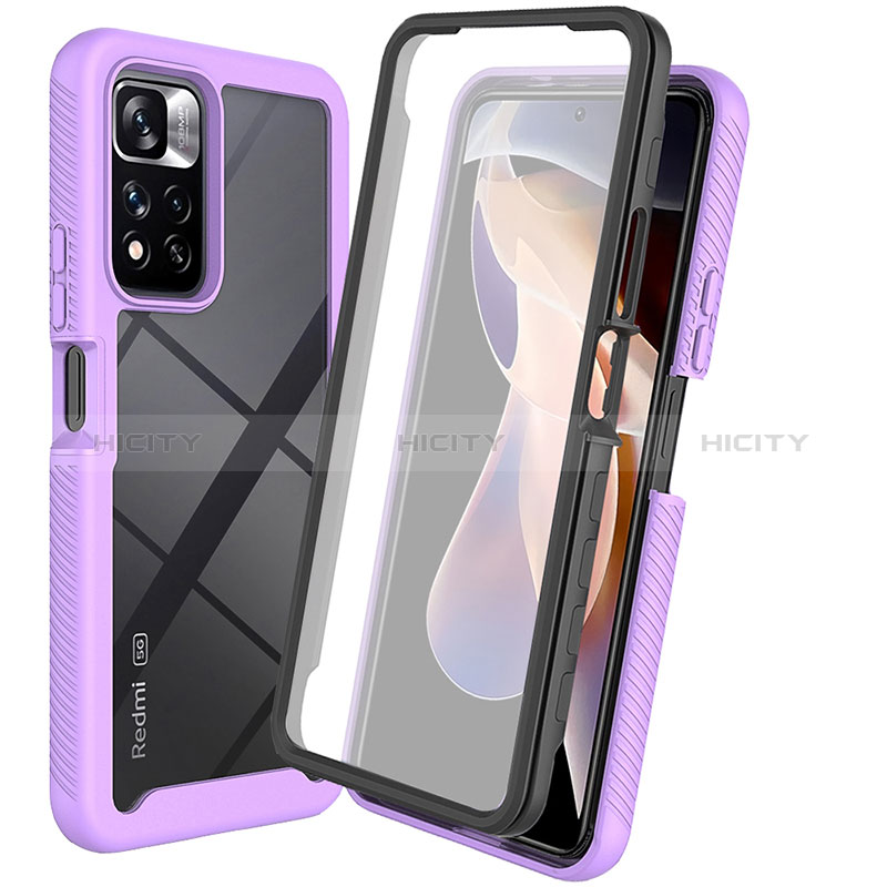 Carcasa Bumper Funda Silicona Transparente 360 Grados ZJ3 para Xiaomi Poco X4 NFC Purpura Claro