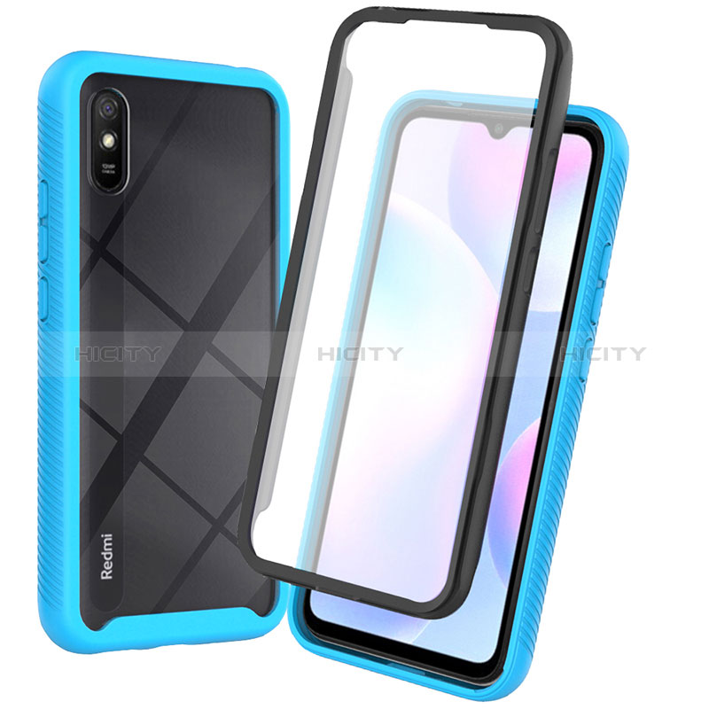 Carcasa Bumper Funda Silicona Transparente 360 Grados ZJ3 para Xiaomi Redmi 9A Azul Cielo