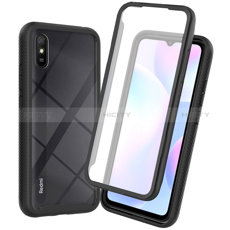 Carcasa Bumper Funda Silicona Transparente 360 Grados ZJ3 para Xiaomi Redmi 9A Negro