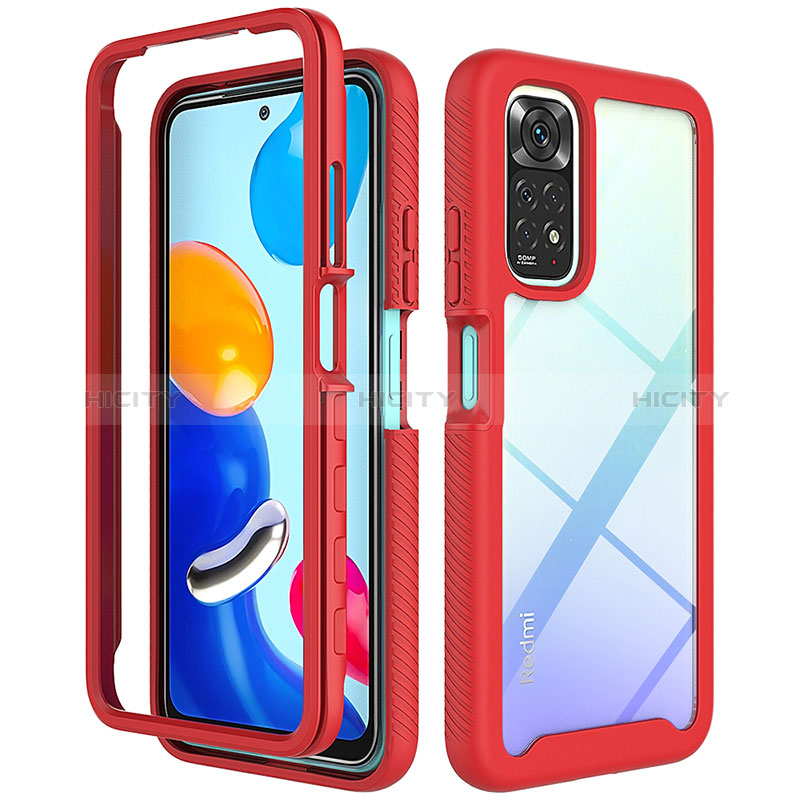 Carcasa Bumper Funda Silicona Transparente 360 Grados ZJ3 para Xiaomi Redmi Note 11 4G (2022) Rojo