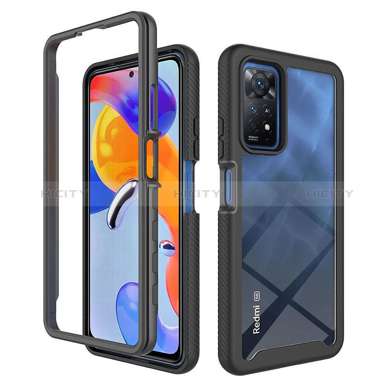 Carcasa Bumper Funda Silicona Transparente 360 Grados ZJ3 para Xiaomi Redmi Note 11 Pro 4G Negro