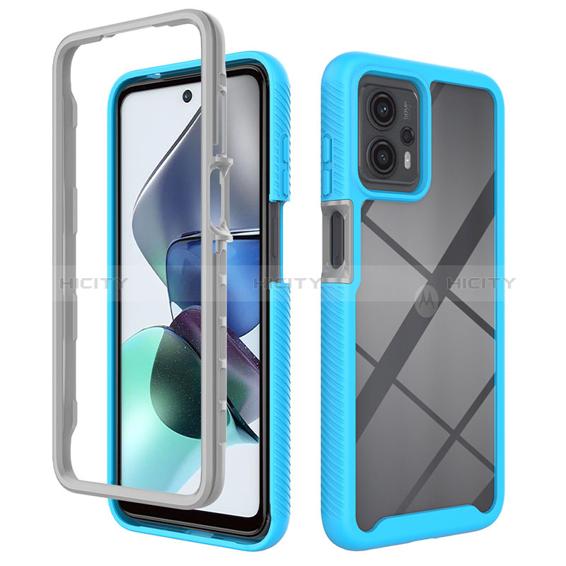 Carcasa Bumper Funda Silicona Transparente 360 Grados ZJ4 para Motorola Moto G13 Azul Cielo