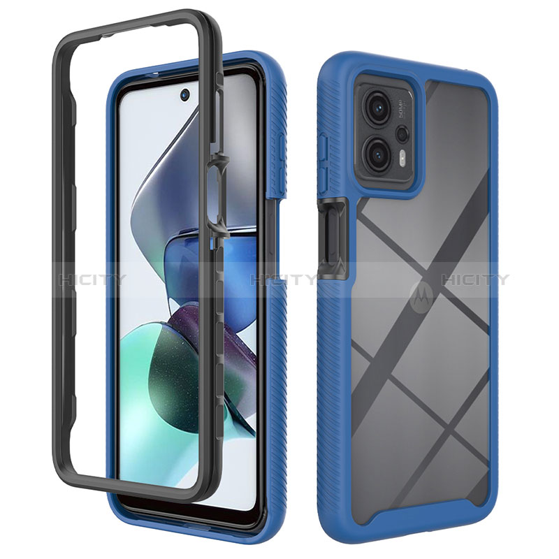 Carcasa Bumper Funda Silicona Transparente 360 Grados ZJ4 para Motorola Moto G23 Azul