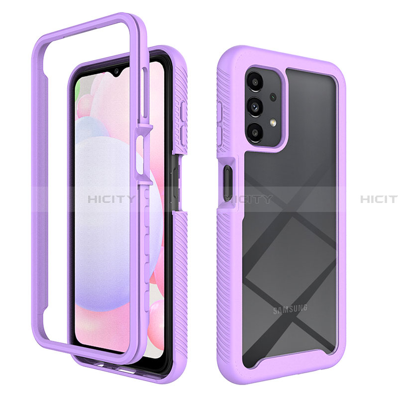 Carcasa Bumper Funda Silicona Transparente 360 Grados ZJ4 para Samsung Galaxy A13 4G Purpura Claro