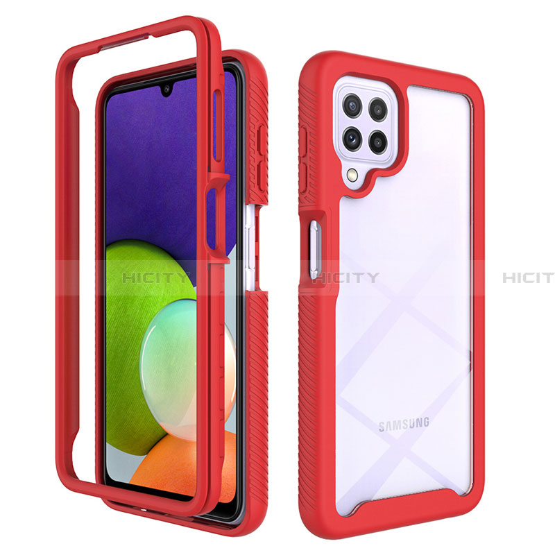 Carcasa Bumper Funda Silicona Transparente 360 Grados ZJ4 para Samsung Galaxy A22 4G Rojo