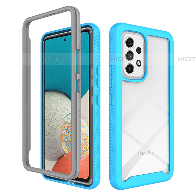 Carcasa Bumper Funda Silicona Transparente 360 Grados ZJ4 para Samsung Galaxy A53 5G Azul Cielo