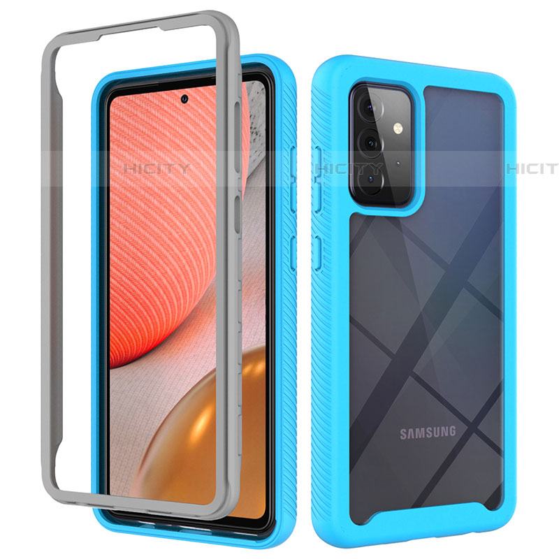 Carcasa Bumper Funda Silicona Transparente 360 Grados ZJ4 para Samsung Galaxy A72 4G Azul Cielo