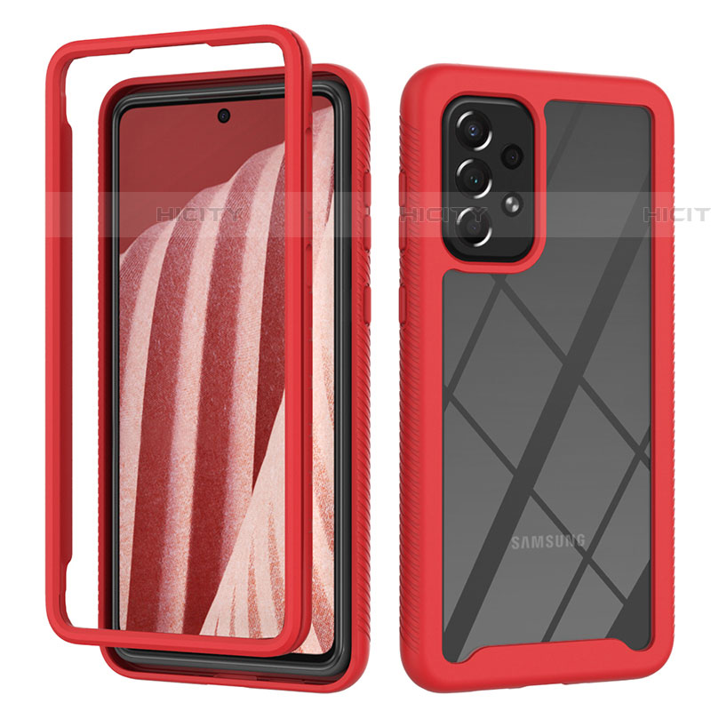 Carcasa Bumper Funda Silicona Transparente 360 Grados ZJ4 para Samsung Galaxy A73 5G Rojo