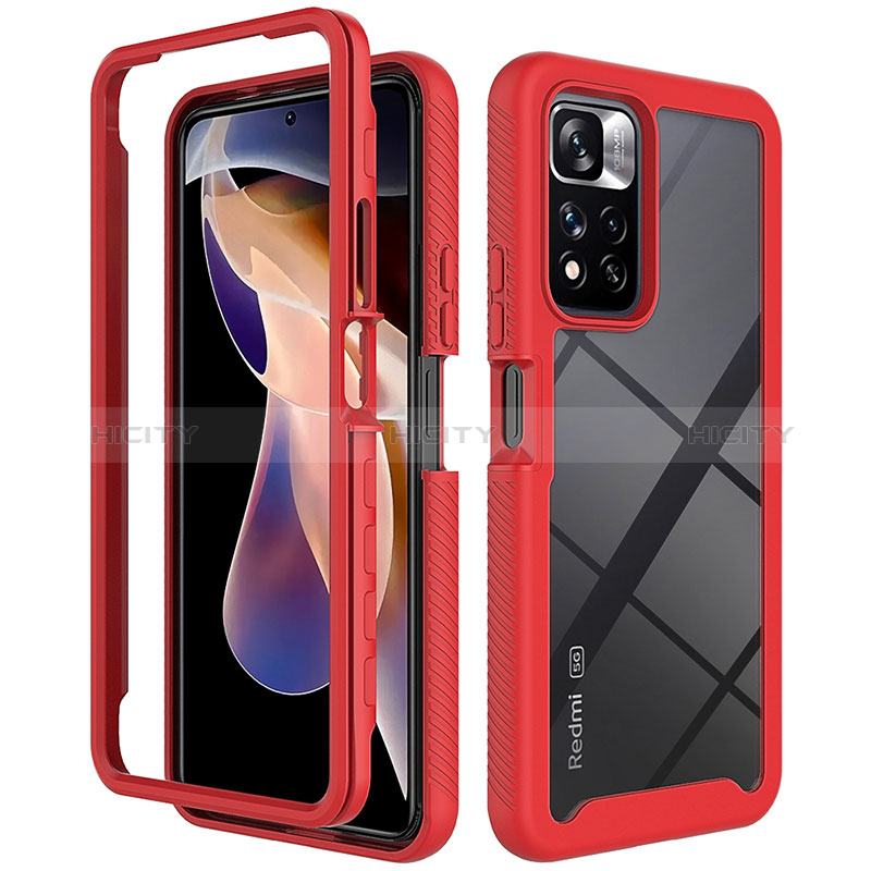 Carcasa Bumper Funda Silicona Transparente 360 Grados ZJ4 para Xiaomi Mi 11i 5G (2022) Rojo