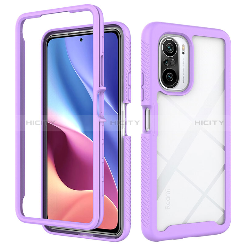 Carcasa Bumper Funda Silicona Transparente 360 Grados ZJ4 para Xiaomi Mi 11i 5G Purpura Claro