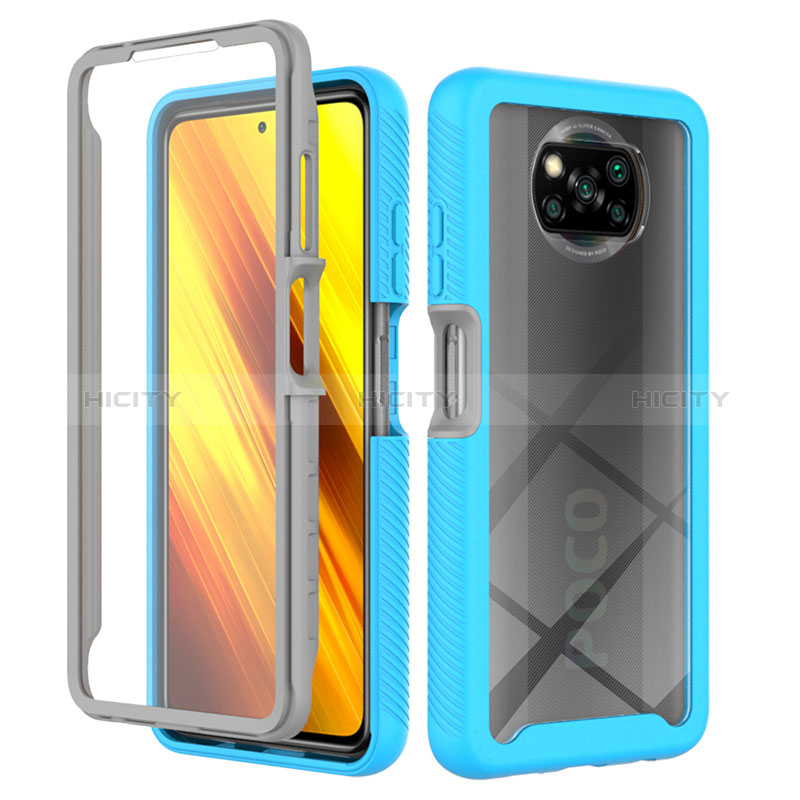 Carcasa Bumper Funda Silicona Transparente 360 Grados ZJ4 para Xiaomi Poco X3 NFC Azul Cielo