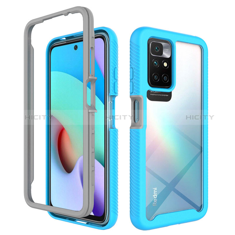 Carcasa Bumper Funda Silicona Transparente 360 Grados ZJ4 para Xiaomi Redmi 10 (2022) Azul Cielo