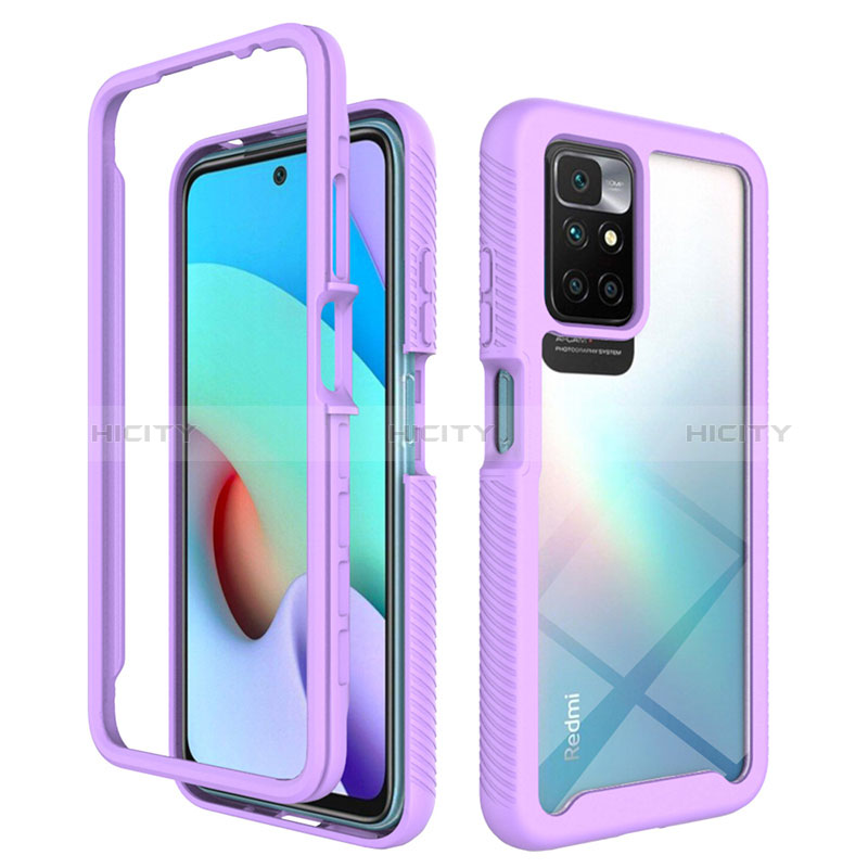 Carcasa Bumper Funda Silicona Transparente 360 Grados ZJ4 para Xiaomi Redmi 10 (2022) Purpura Claro