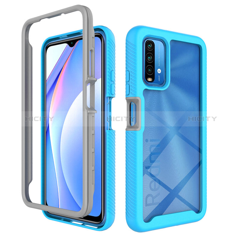 Carcasa Bumper Funda Silicona Transparente 360 Grados ZJ4 para Xiaomi Redmi 9 Power Azul Cielo