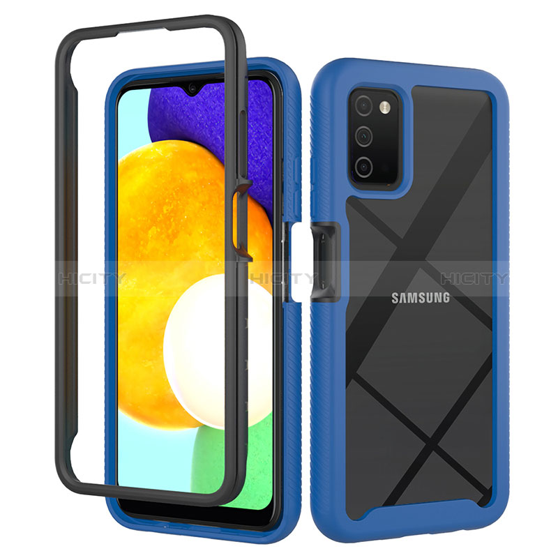 Carcasa Bumper Funda Silicona Transparente 360 Grados ZJ5 para Samsung Galaxy A02s Azul