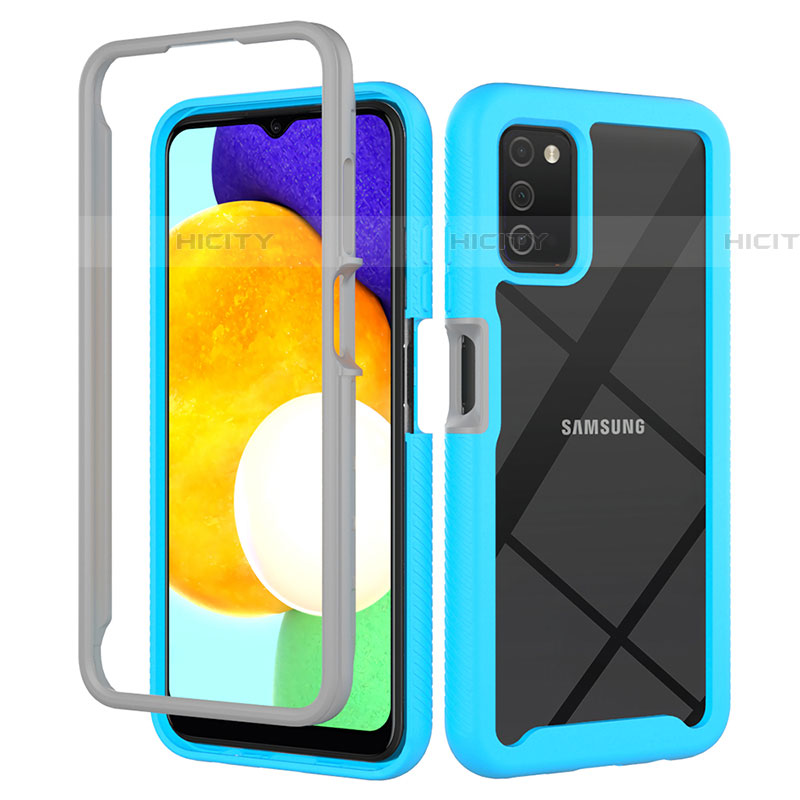 Carcasa Bumper Funda Silicona Transparente 360 Grados ZJ5 para Samsung Galaxy A03s Azul Cielo