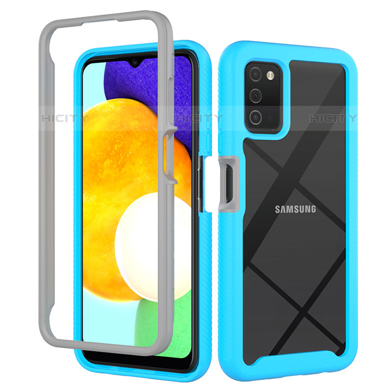 Carcasa Bumper Funda Silicona Transparente 360 Grados ZJ5 para Samsung Galaxy M02s Azul Cielo