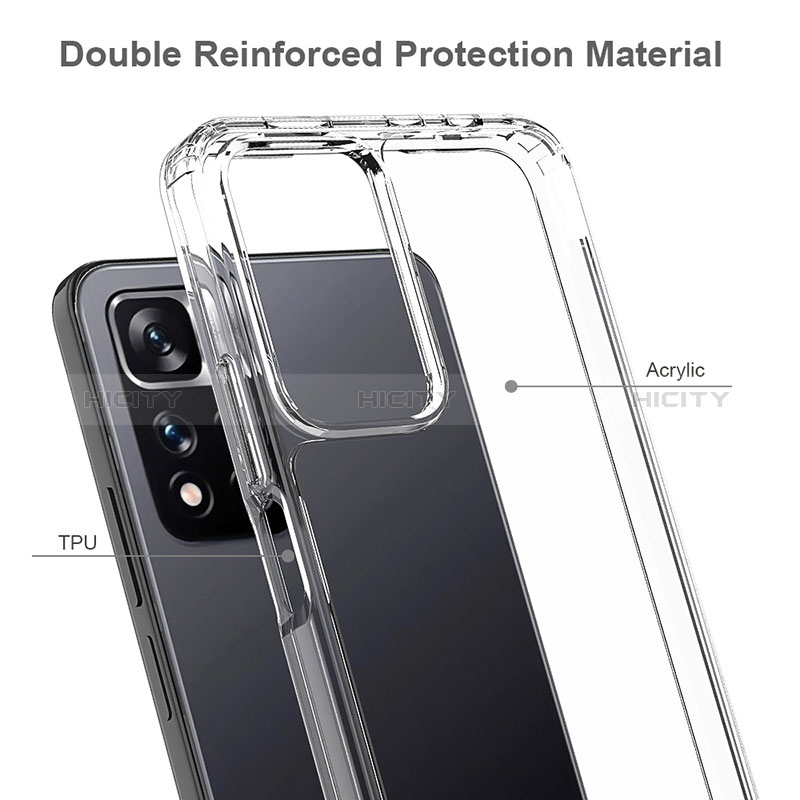 Carcasa Bumper Funda Silicona Transparente 360 Grados ZJ5 para Xiaomi Redmi Note 11 Pro+ Plus 5G