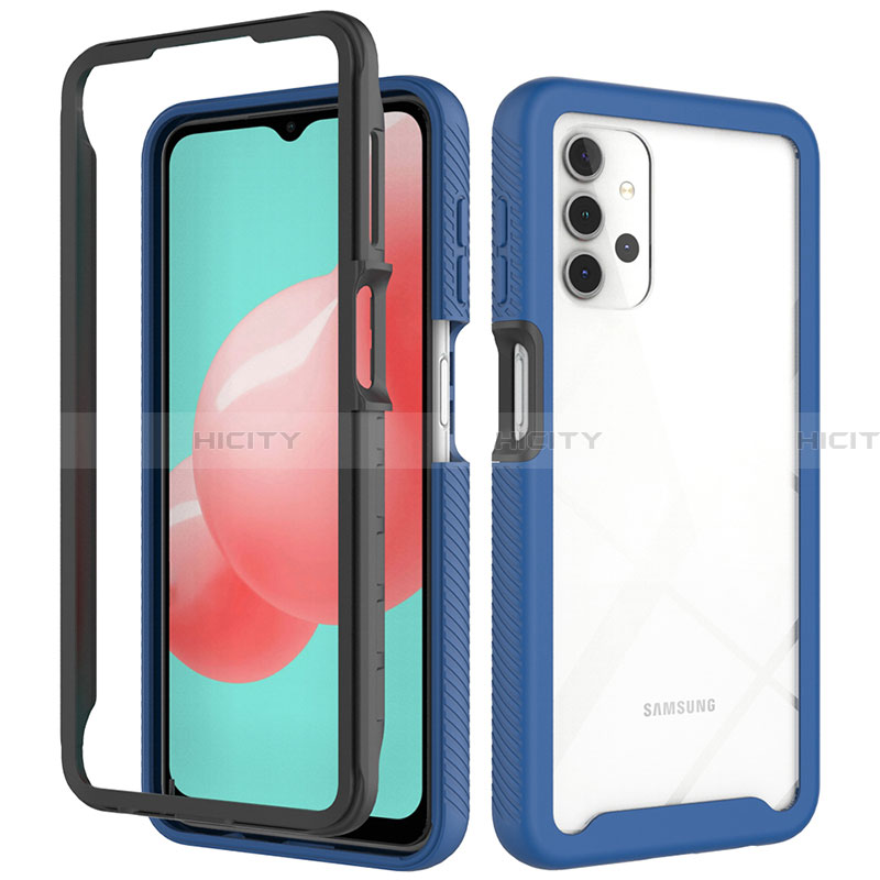 Carcasa Bumper Funda Silicona Transparente 360 Grados ZJ6 para Samsung Galaxy A32 4G Azul