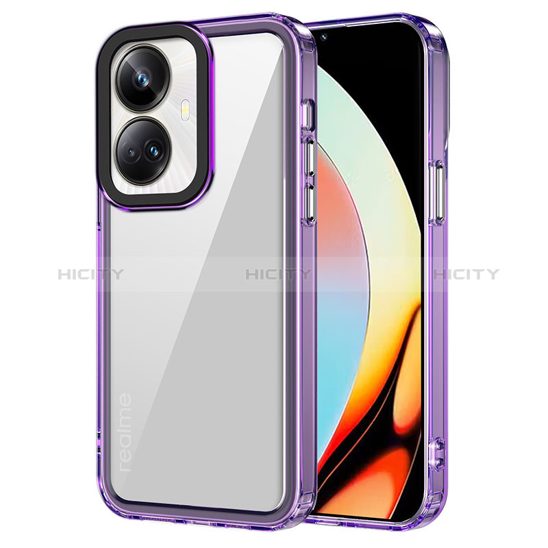 Carcasa Bumper Funda Silicona Transparente AC1 para Realme 10 Pro+ Plus 5G Purpura Claro