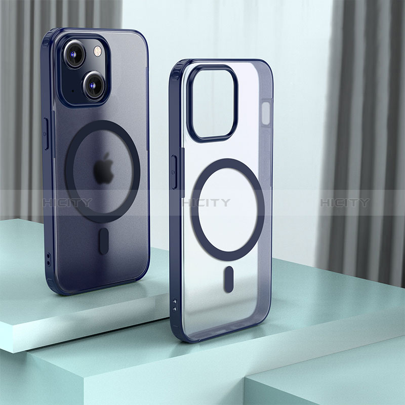 Carcasa Bumper Funda Silicona Transparente con Mag-Safe Magnetic QC1 para Apple iPhone 15 Azul