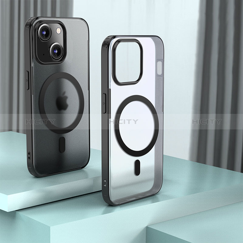Carcasa Bumper Funda Silicona Transparente con Mag-Safe Magnetic QC1 para Apple iPhone 15 Negro