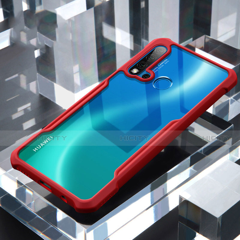 Carcasa Bumper Funda Silicona Transparente Espejo H01 para Huawei Nova 5i Rojo