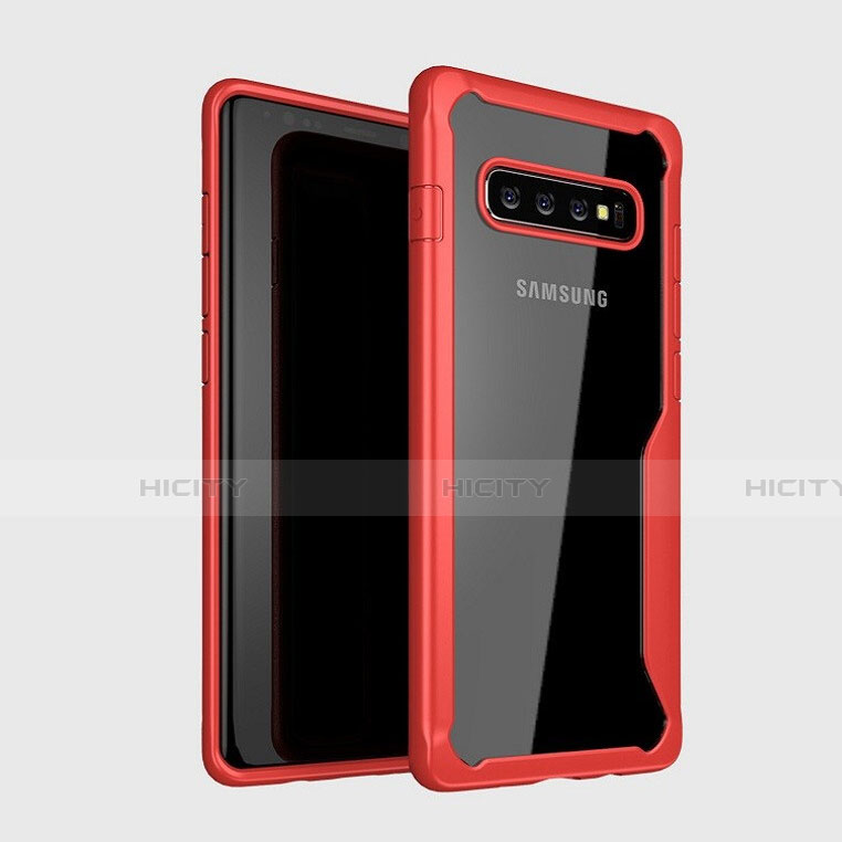 Carcasa Bumper Funda Silicona Transparente Espejo H01 para Samsung Galaxy S10 5G Rojo