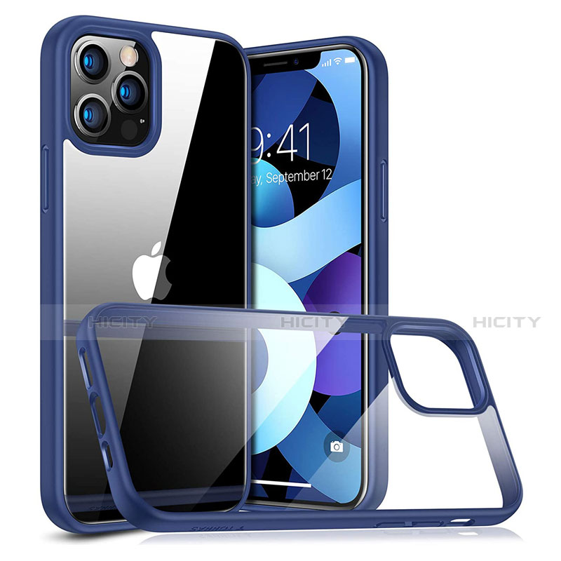 Carcasa Bumper Funda Silicona Transparente Espejo H04 para Apple iPhone 12 Pro Azul