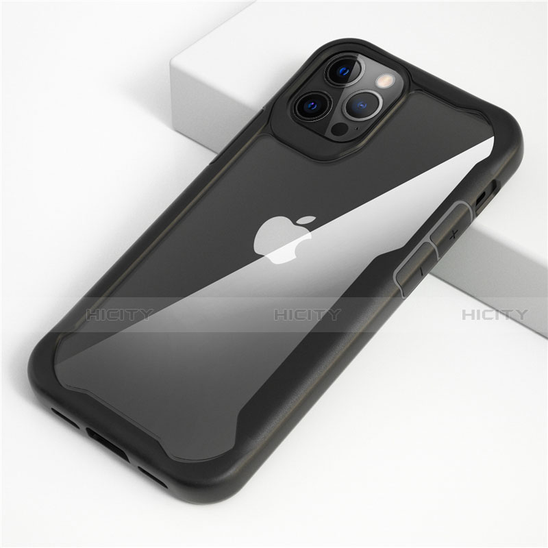 Carcasa Bumper Funda Silicona Transparente Espejo M01 para Apple iPhone 12 Pro Max Negro