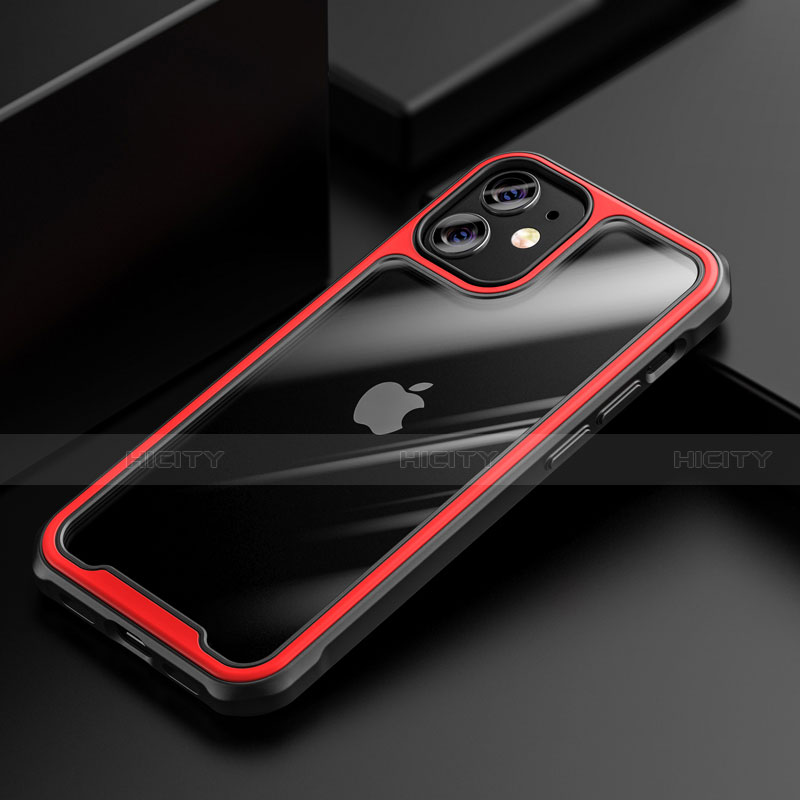 Carcasa Bumper Funda Silicona Transparente Espejo M03 para Apple iPhone 12 Mini Rojo