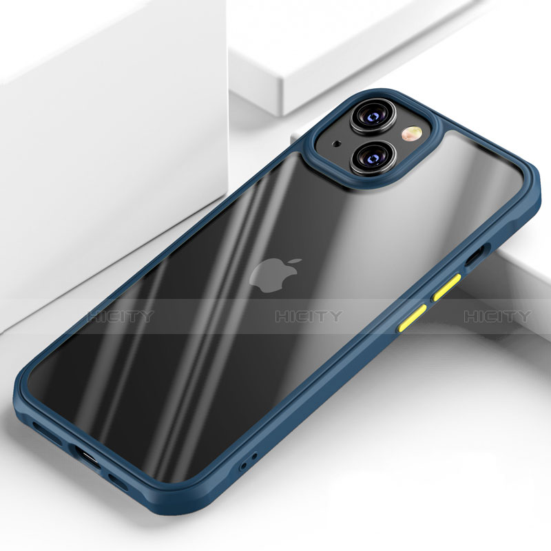 Carcasa Bumper Funda Silicona Transparente Espejo M03 para Apple iPhone 14 Azul