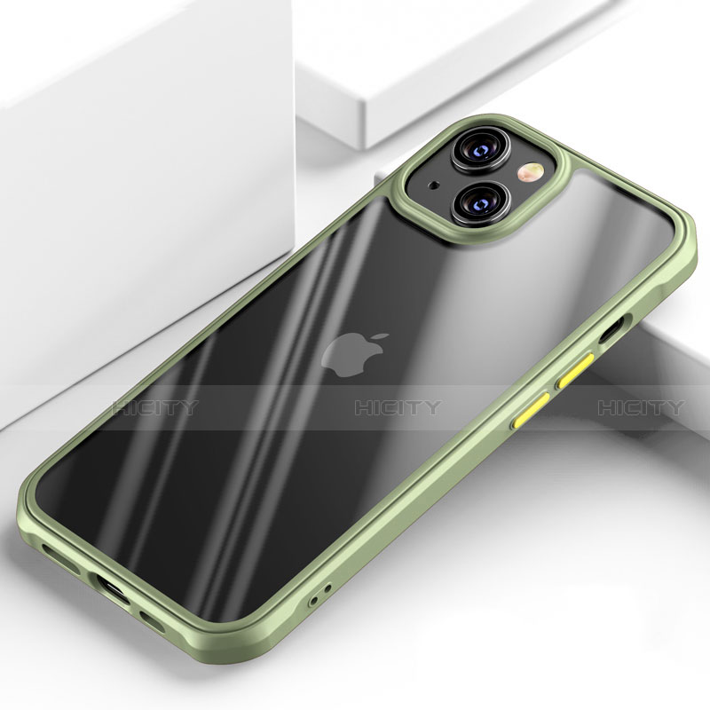 Carcasa Bumper Funda Silicona Transparente Espejo M03 para Apple iPhone 15 Plus Verde