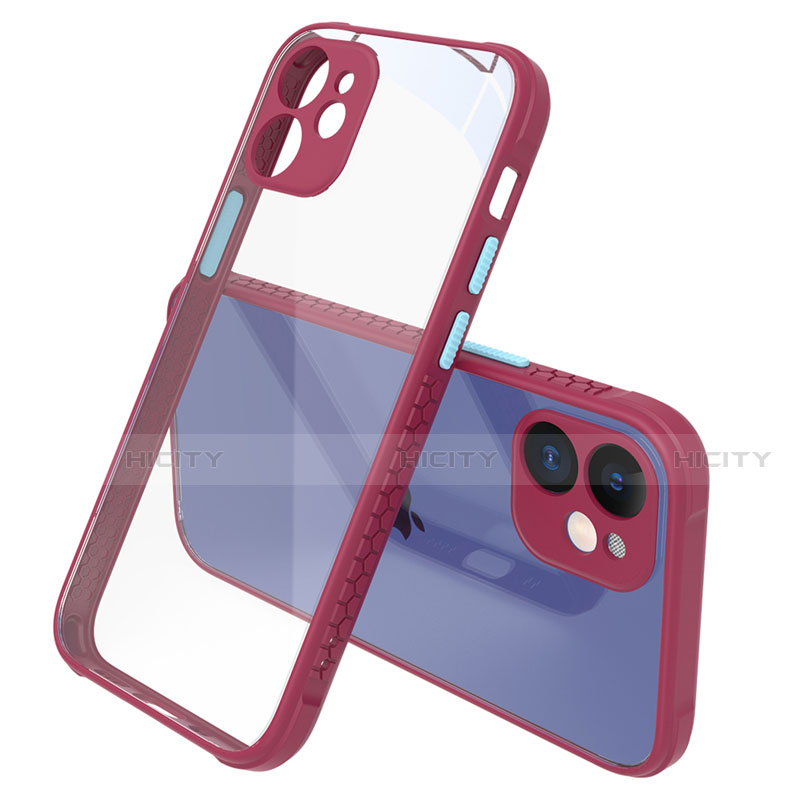 Carcasa Bumper Funda Silicona Transparente Espejo M05 para Apple iPhone 12 Rojo Rosa