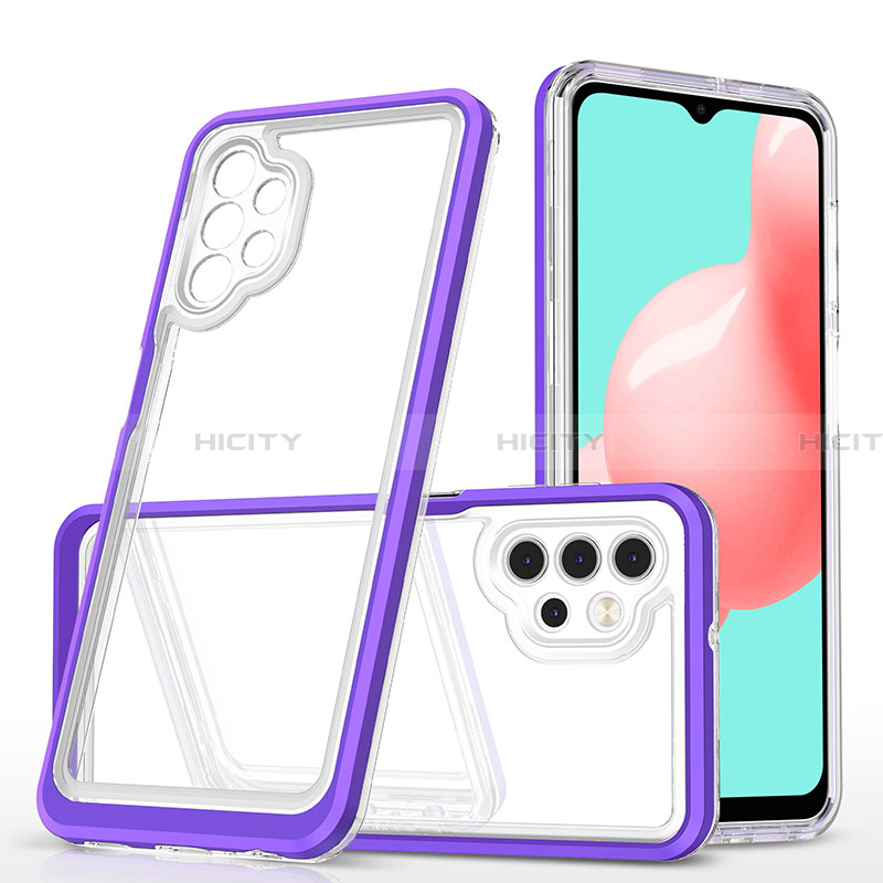 Carcasa Bumper Funda Silicona Transparente Espejo MQ1 para Samsung Galaxy A32 4G Morado