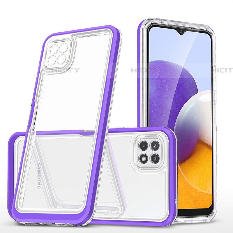 Carcasa Bumper Funda Silicona Transparente Espejo MQ1 para Samsung Galaxy F42 5G Morado