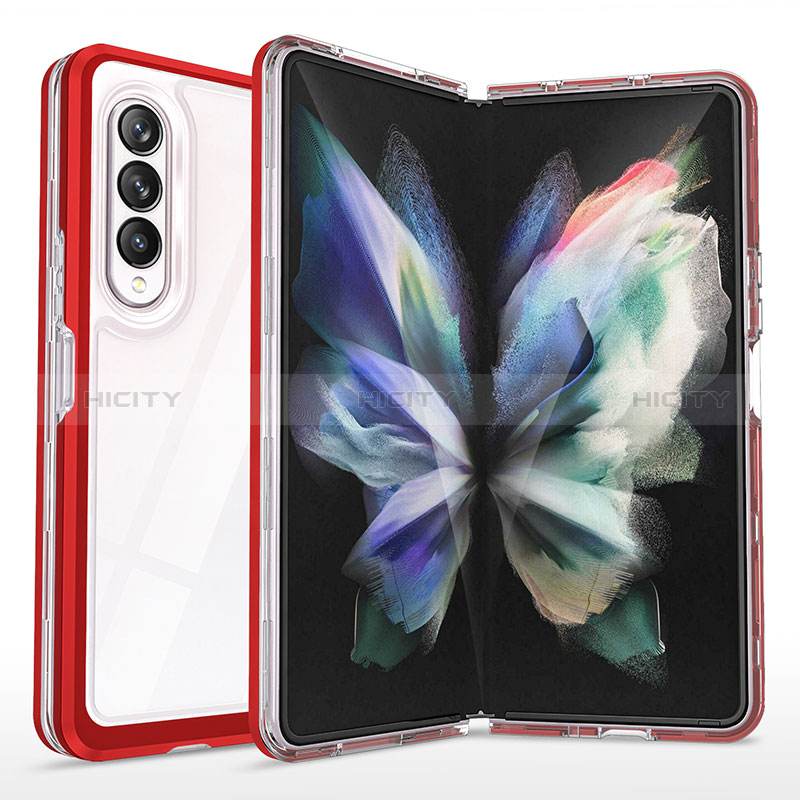 Carcasa Bumper Funda Silicona Transparente Espejo MQ1 para Samsung Galaxy Z Fold3 5G Rojo