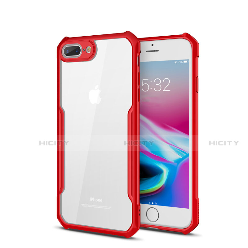 Carcasa Bumper Funda Silicona Transparente Espejo P01 para Apple iPhone 8 Plus Rojo