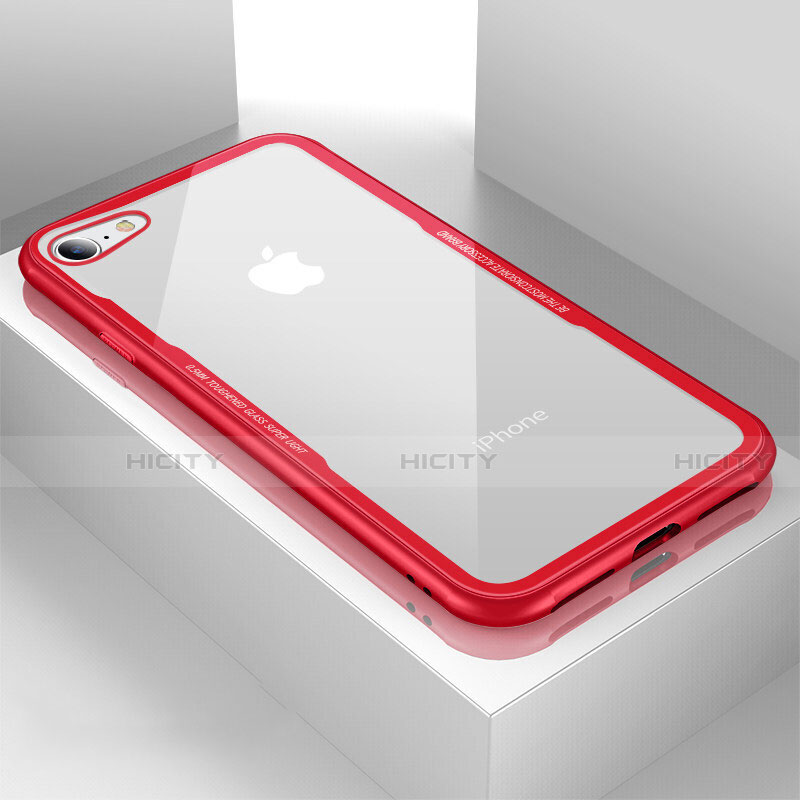 Carcasa Bumper Funda Silicona Transparente Espejo para Apple iPhone 7 Rojo