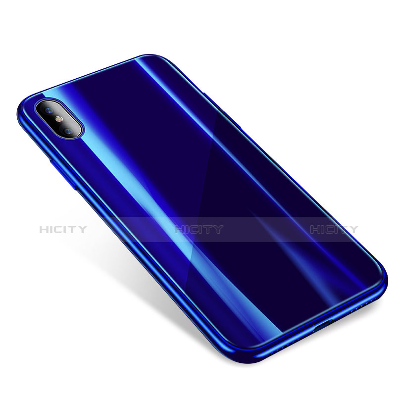 Carcasa Bumper Funda Silicona Transparente Espejo para Apple iPhone X Azul