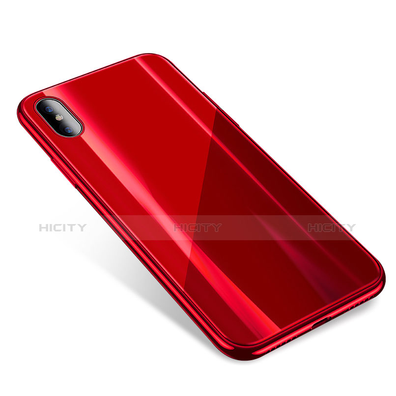 Carcasa Bumper Funda Silicona Transparente Espejo para Apple iPhone X Rojo