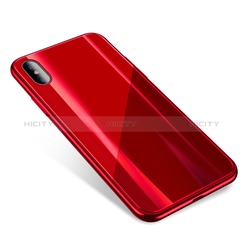 Carcasa Bumper Funda Silicona Transparente Espejo para Apple iPhone Xs Max Rojo