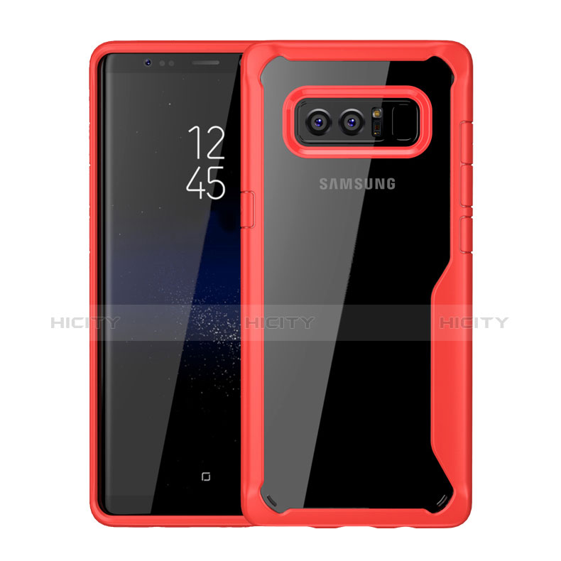 Carcasa Bumper Funda Silicona Transparente Espejo para Samsung Galaxy Note 8 Duos N950F Rojo