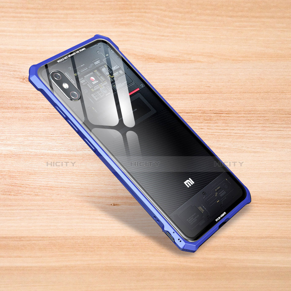 Carcasa Bumper Funda Silicona Transparente Espejo para Xiaomi Mi 8 Pro Global Version Azul