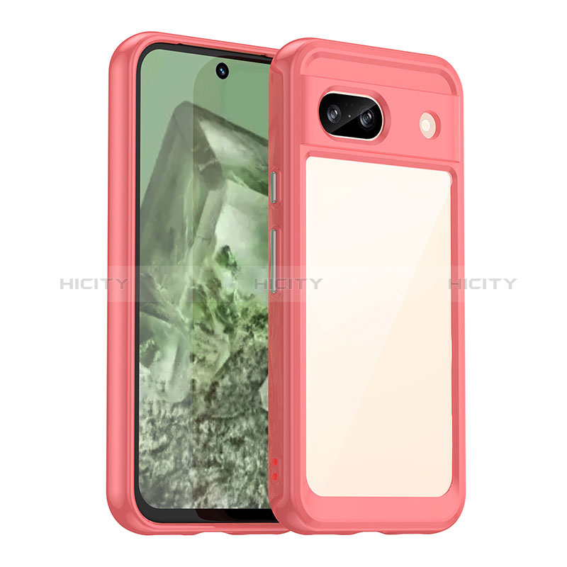 Carcasa Bumper Funda Silicona Transparente J01S para Google Pixel 8a 5G Rojo